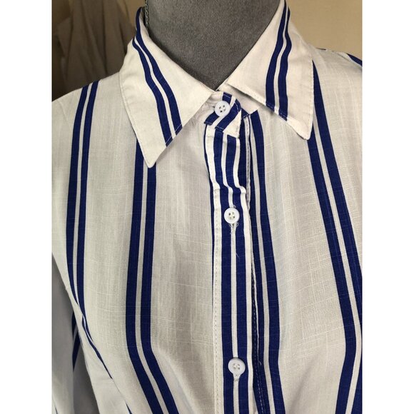 CYN byCynthia Mehta Women Multi Striped Button Front Long Sleeve Blouse Size XL - Picture 3 of 8